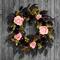 24" Cute & Creepy Black & Pink Flower Halloween Pre-Lit LED Wreath